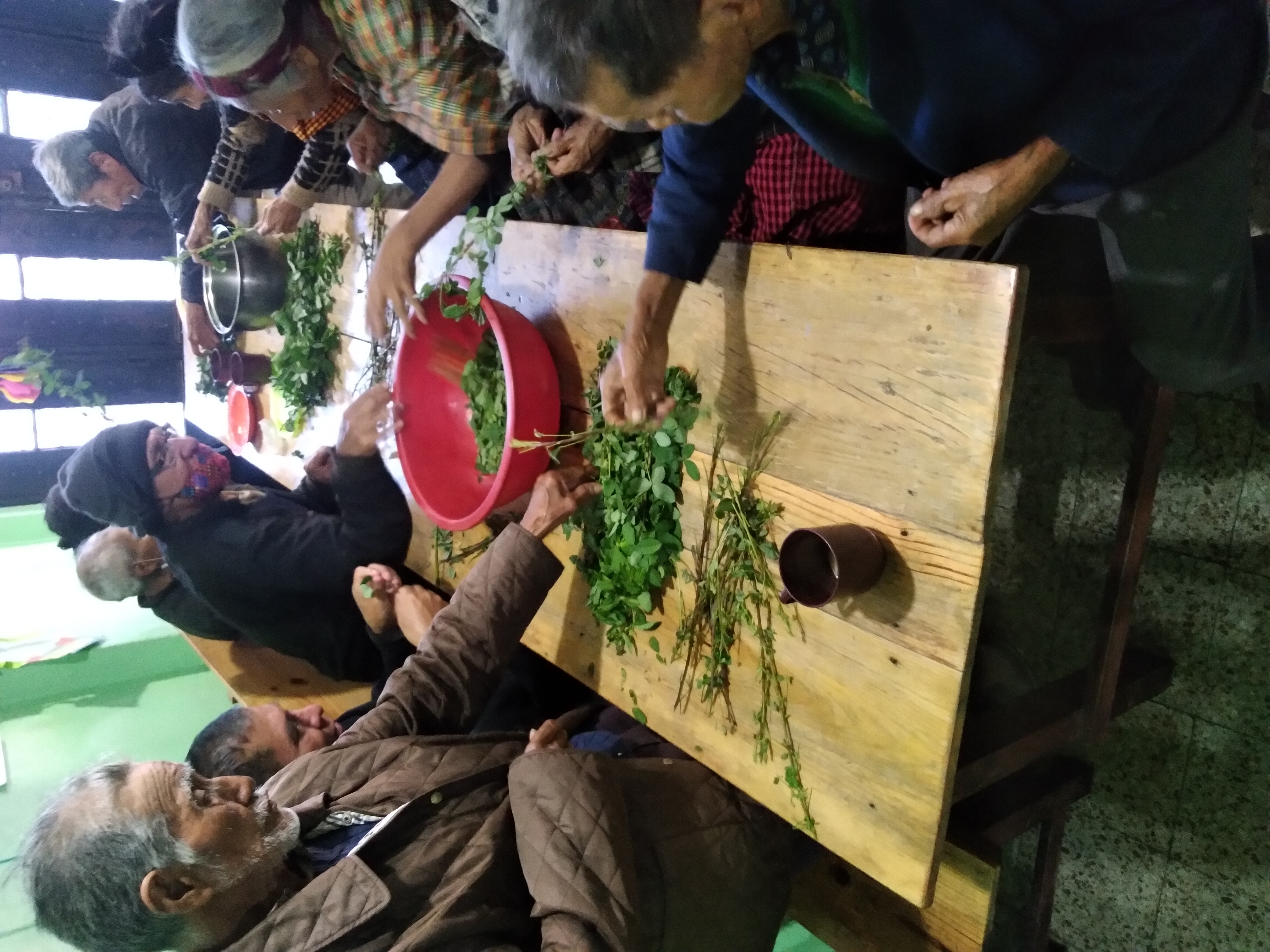 Elderly in Guatemala making food.