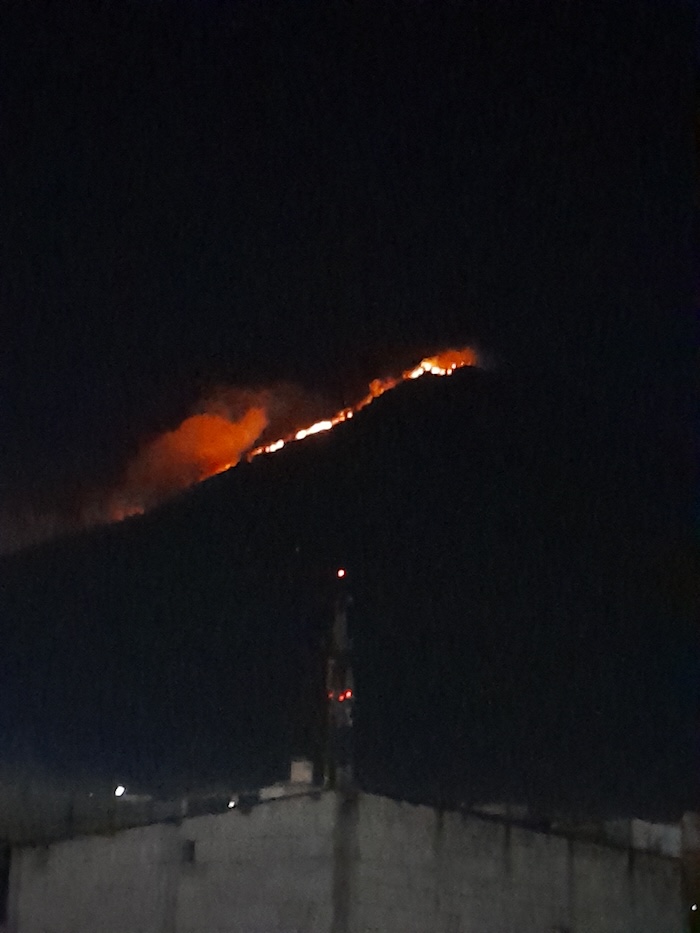 Fire on the side of the mountain.